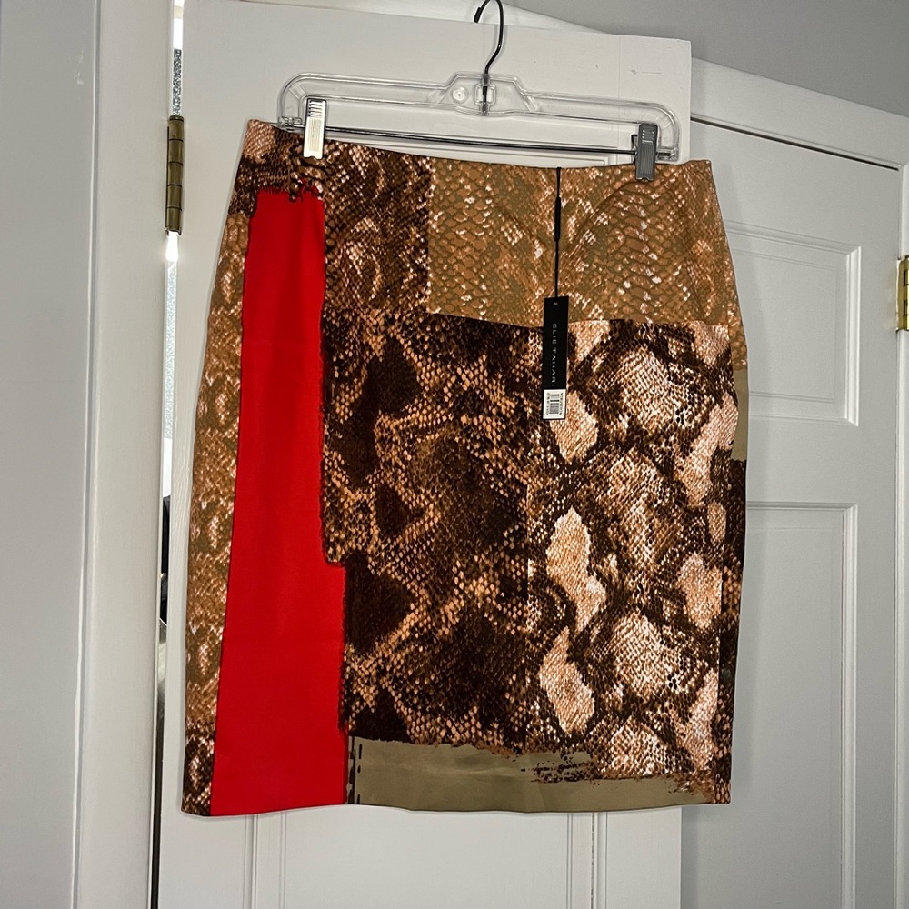 Elie Tahari Red Asymmetrical Mini Skirt Cocktail
